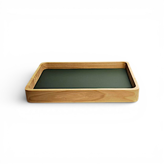 Signaturbakke i natur eg – Elegant bakke i egetræ og læder